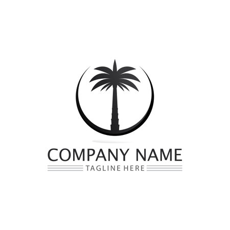 Palm tree summer logo template vector illustrationのイラスト素材