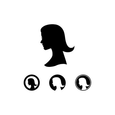 Woman face silhouette character illustration logo icon vectorのイラスト素材