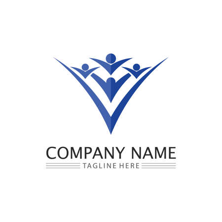 people  Community logo work team and business vector logo and design group familyのイラスト素材