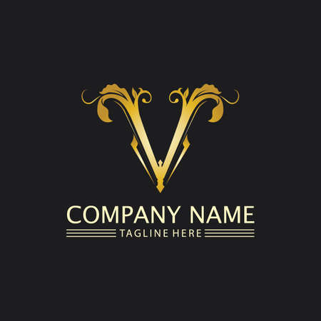 V Letter Logo Template vector icon illustrationのイラスト素材