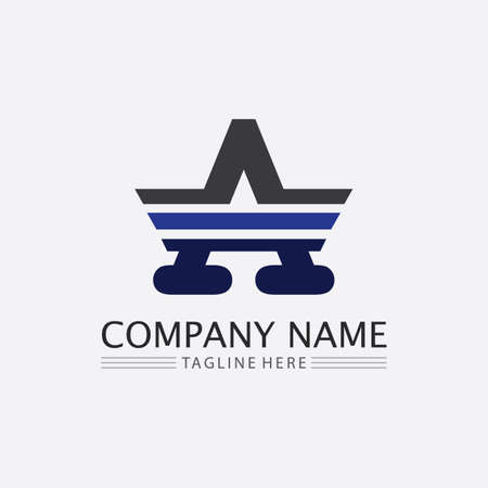 A Letter and font logo A Template vector icon illustration designのイラスト素材