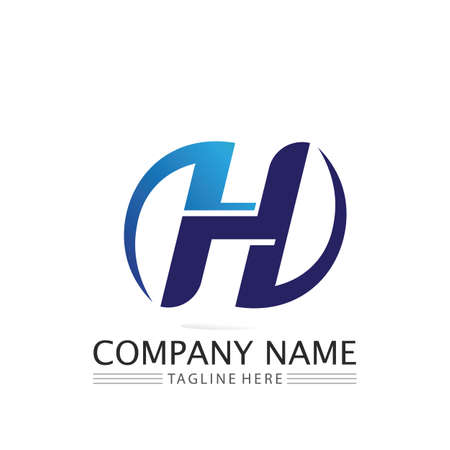 H font and letter design logo alphabet vector sign identityのイラスト素材
