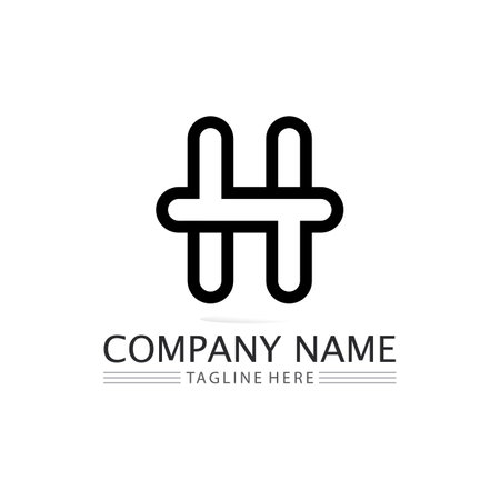 H font and letter design logo alphabet vector sign identityのイラスト素材