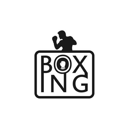 Boxing icon set and boxer design illustration symbol of fighterのイラスト素材