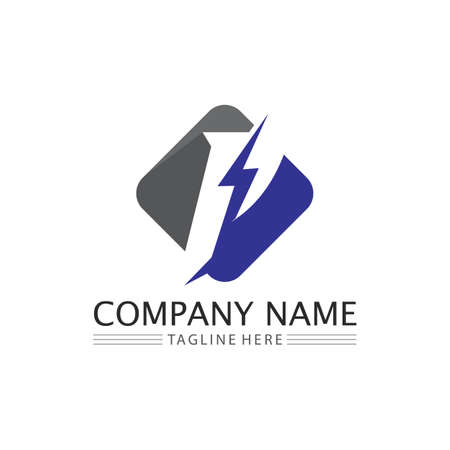 the power vector, flash ogo and thunderbolt and icon electricity illustration template designのイラスト素材