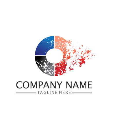 O logo Business Technology circle logo and symbols Vector Design Graphicのイラスト素材