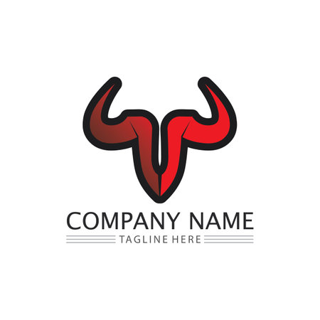 Bull and buffalo head cow animal  mascot logo design vector for sport horn buffalo animal mammals head logo wild matadorのイラスト素材