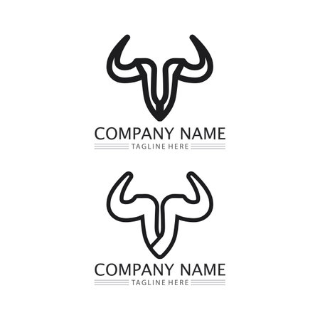 Bull and buffalo head cow animal  mascot logo design vector for sport horn buffalo animal mammals head logo wild matadorのイラスト素材