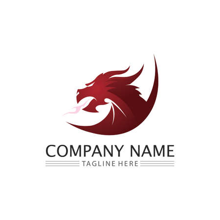 Dragon design logo vector icon illustration design logo template fantasy animalsのイラスト素材