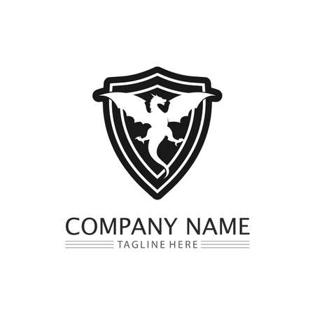Dragon design logo vector icon illustration design logo template fantasy animalsのイラスト素材