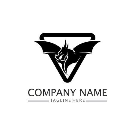 Dragon design logo vector icon illustration design logo template fantasy animalsのイラスト素材