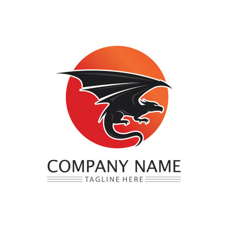 Dragon design logo vector icon illustration design logo template fantasy animalsのイラスト素材