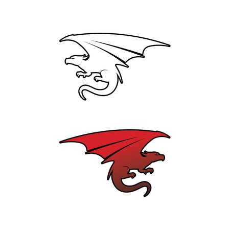 Dragon design logo vector icon illustration design logo template fantasy animalsのイラスト素材