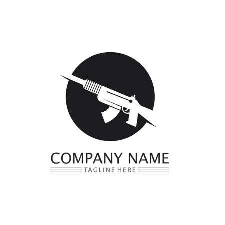 Gun and Army soldier sniper shot vector Design Illustration military shot revolverのイラスト素材