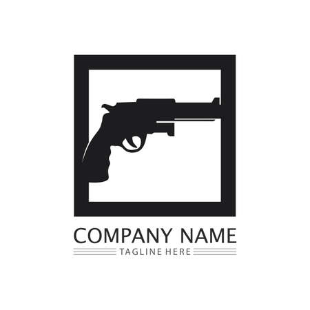 Gun  and Army soldier sniper shot vector Design Illustration military shot revolverのイラスト素材