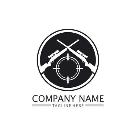 Gun and Army soldier sniper shot vector Design Illustration military shot revolverのイラスト素材