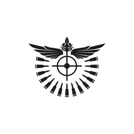 Gun logo and Army soldier sniper shot vector Design Illustration military shot revolverのイラスト素材