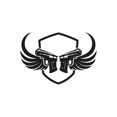 Gun logo and Army soldier sniper shot vector Design Illustration military shot revolverのイラスト素材