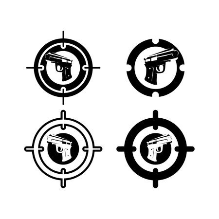Gun logo and Army soldier sniper shot vector Design Illustration military shot revolverのイラスト素材
