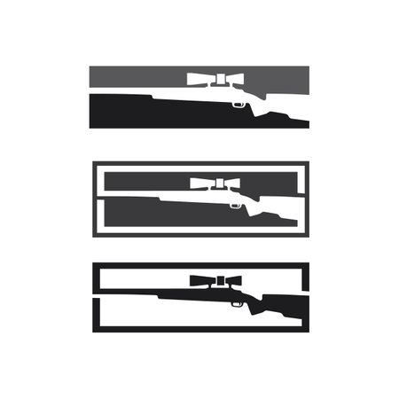 Gun logo and Army soldier sniper shot vector Design Illustration military shot revolverのイラスト素材