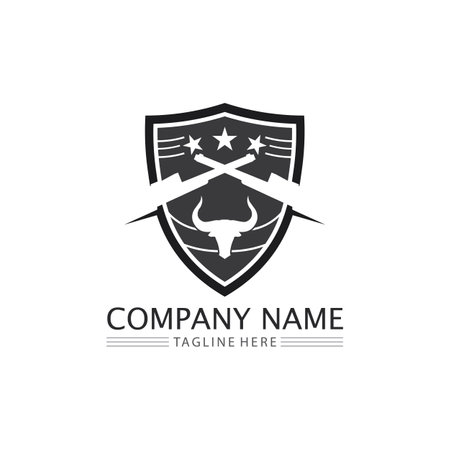 Gun logo and Army soldier sniper shot vector Design Illustration military shot revolverのイラスト素材