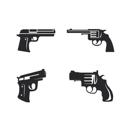 Gun logo and Army soldier sniper shot vector Design Illustration military shot revolverのイラスト素材