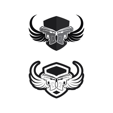 Gun logo and Army soldier sniper shot vector Design Illustration military shot revolverのイラスト素材