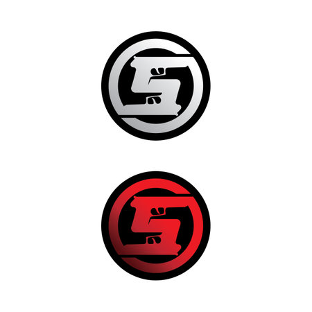 Gun logo and Army soldier sniper shot vector Design Illustration military shot revolverのイラスト素材