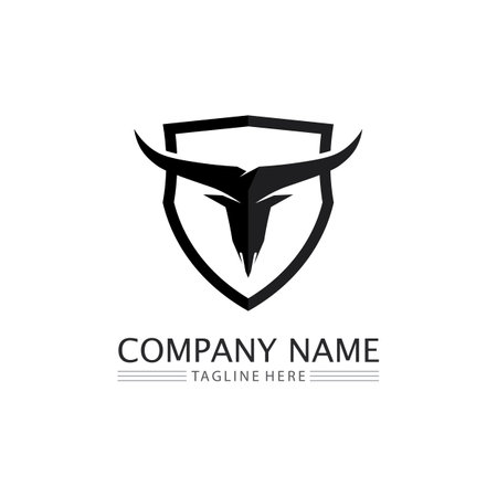 Bull and buffalo head cow animal  mascot logo design vector for sport horn buffalo animal mammals head logo wild matadorのイラスト素材