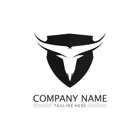 Bull and buffalo head cow animal  mascot logo design vector for sport horn buffalo animal mammals head logo wild matadorのイラスト素材