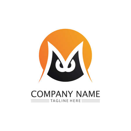M Letter and font Template vector illustration design for business and identityのイラスト素材