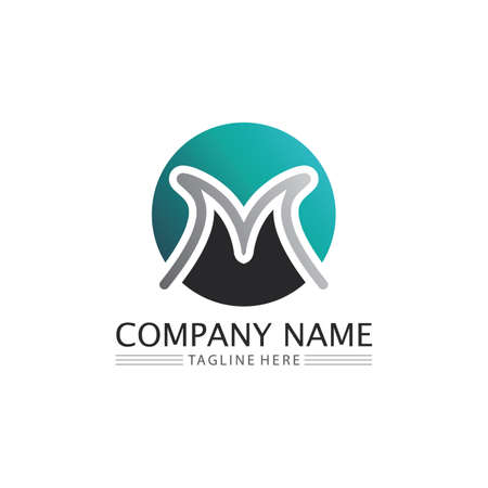 M Letter and font Template vector illustration design  for business and identityのイラスト素材