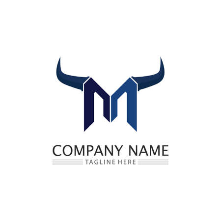 M Letter and font  Template vector illustration design  for business and identityのイラスト素材