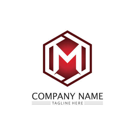 M Letter  and font  Template vector illustration design for business and identityのイラスト素材