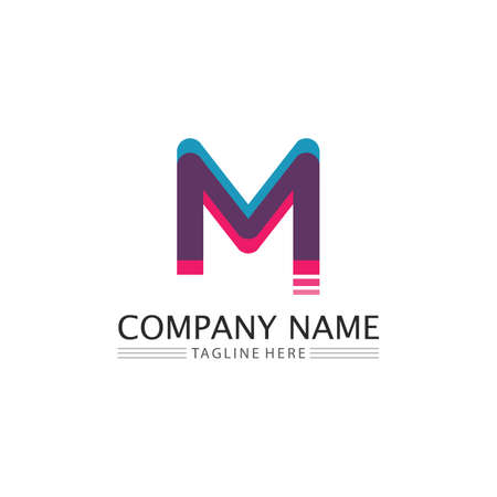 M Letter and font  Template vector illustration design  for business and identityのイラスト素材