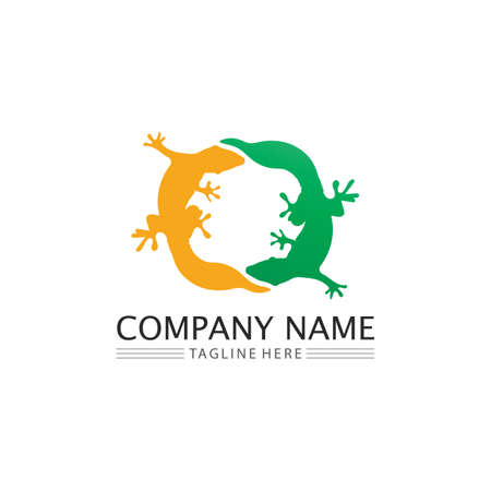 lizard and animal vector  salamander gecko crocodile and reptiles design logo illustrationのイラスト素材
