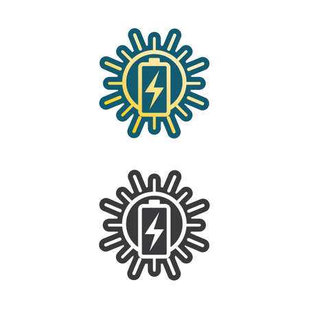 Battery icon and charging, charge indicator Vector logo design level Battery Energy Power running low up status batteries set logo Charge level illustrationのイラスト素材