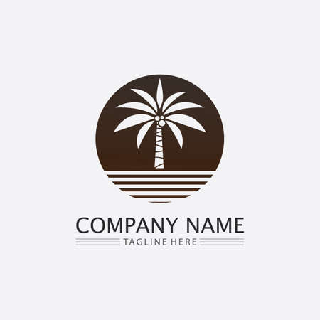 Palm tree summer logo template vector illustrationのイラスト素材