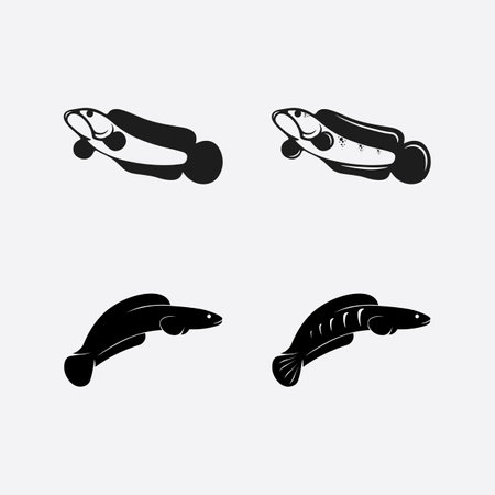 Channa Snakehead fish, Predator Fish, animal underwater design, logo, and illustrationのイラスト素材