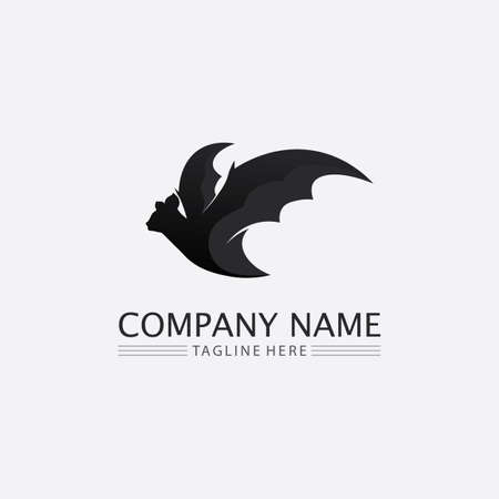 Bat logo animal and vector, wings, black, halloween, vampire, gothic, illustration, design bat iconのイラスト素材
