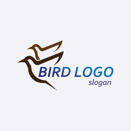 Birds and swallow dove logo design and vector animal wings and flying birdのイラスト素材