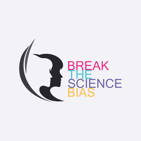 Break The Science Bias and International Women's Day banner design graphic, vector, Women of different ethnicities stand side by side together illustration #BreakTheBiasのイラスト素材