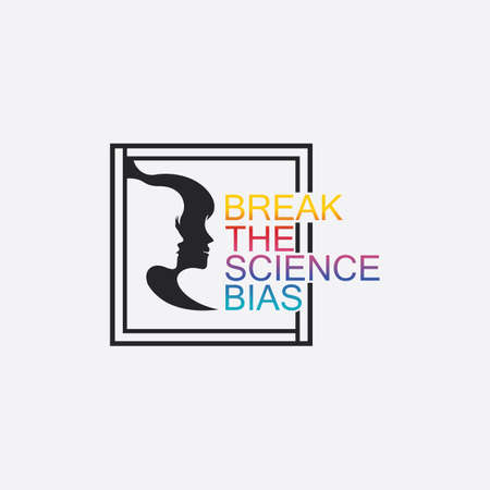Break The Science Bias and International Women's Day banner design graphic, vector, Women of different ethnicities stand side by side together illustration #BreakTheBiasのイラスト素材