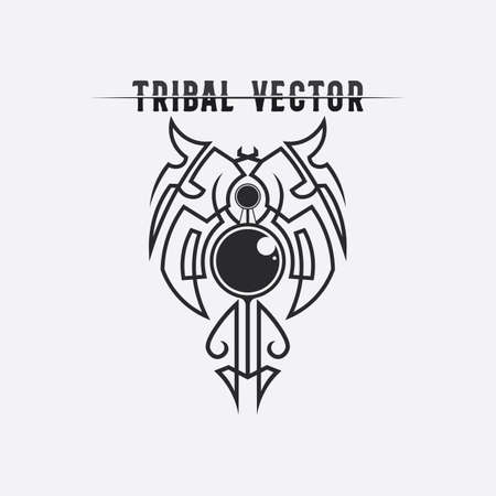 tribal, classic , black, ethnic tattoo icon vector illustration design logoのイラスト素材