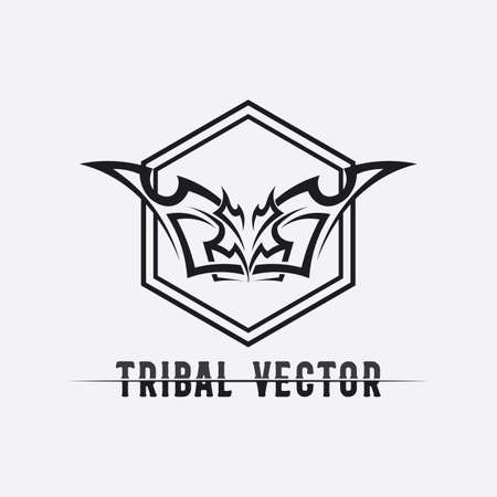 tribal, classic , black, ethnic tattoo icon vector illustration design logoのイラスト素材