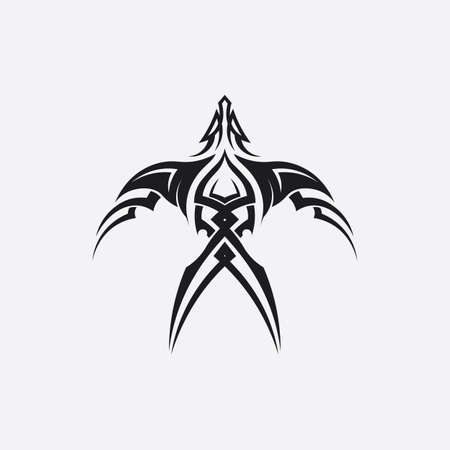tribal, classic , black, ethnic tattoo icon vector illustration design logoのイラスト素材