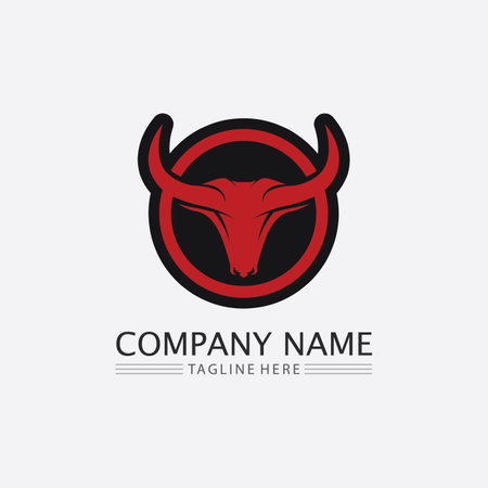 Bull and buffalo head cow animal  mascot logo design vector for sport horn buffalo animal mammals head logo wild matadorのイラスト素材