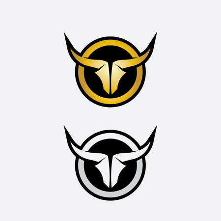 Bull and buffalo head cow animal  mascot logo design vector for sport horn buffalo animal mammals head logo wild matadorのイラスト素材