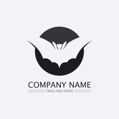 Bat logo animal and vector, wings, black, halloween, vampire, gothic, illustration, design bat iconのイラスト素材