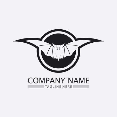 Bat logo animal and vector, wings, black, halloween, vampire, gothic, illustration, design bat iconのイラスト素材
